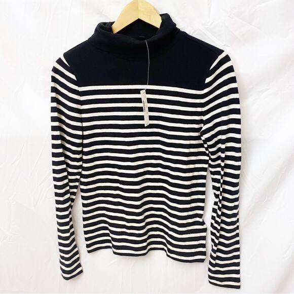 NEW J. Crew Striped Turtleneck sz M Women's knit sweater turtleneck - Picture 1 of 11